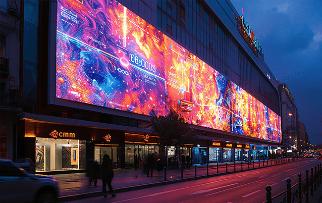 Advertising LED Display's High-brightness LED display screen for advertising outdoor, showcasing vibrant and dynamic content in daylight conditions. | AET Displays